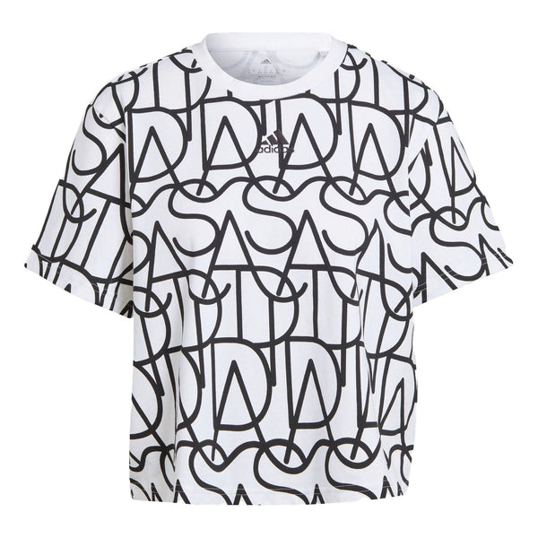 

Футболка (WMNS) adidas Allover Graphic Boyfriend Tee 'White Black', белый