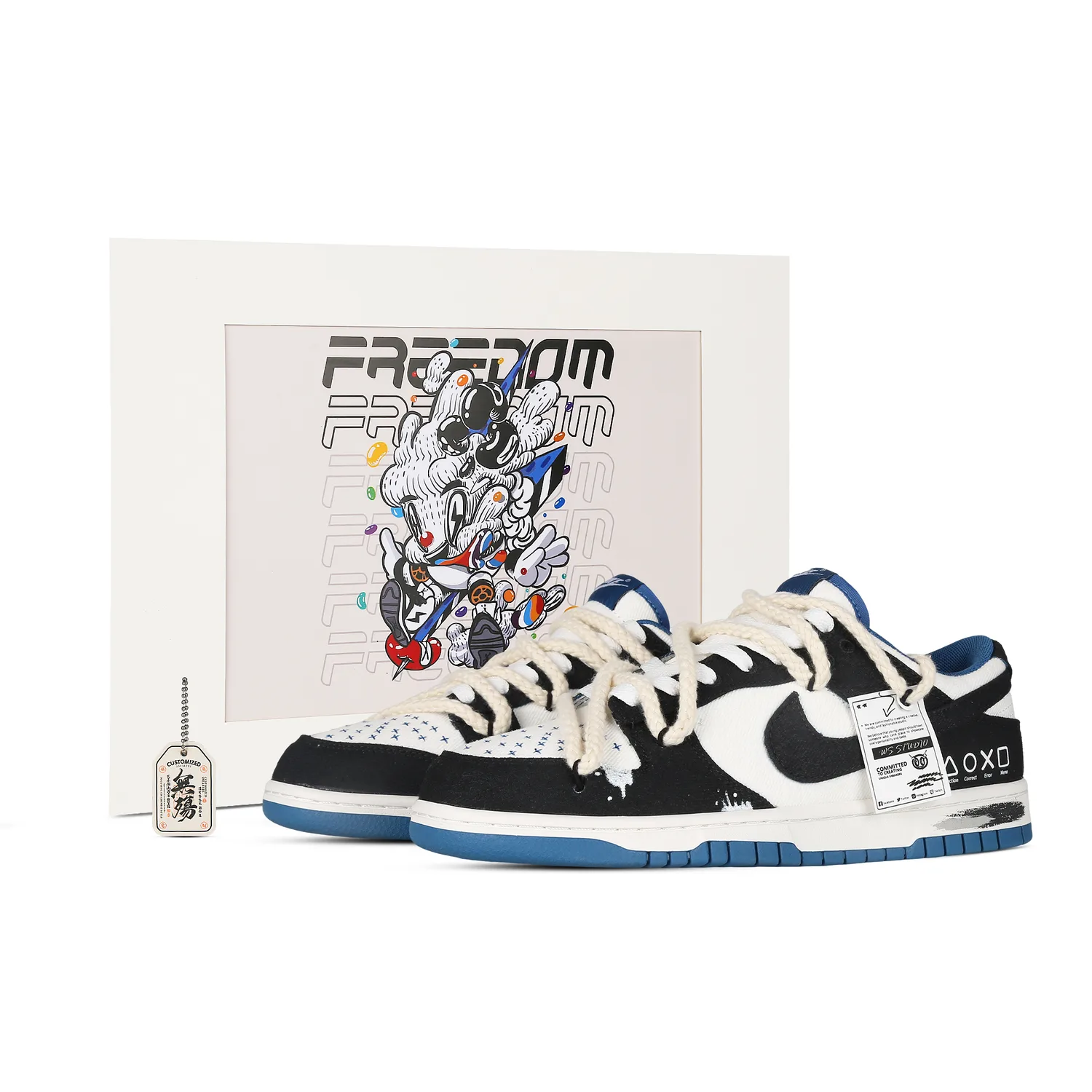 Nike Кроссовки Dunk Low для скейтбординга мужские черно-бело-синие