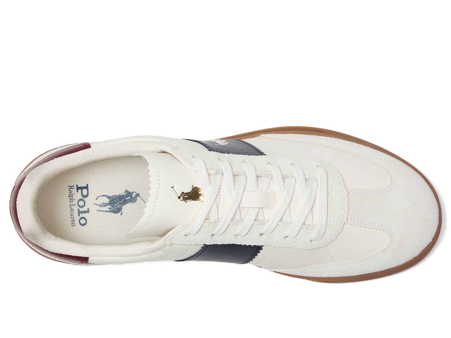 Кроссовки Polo Ralph Lauren Heritage Aera Leather-Suede Sneakers, цвет Bianco/Navy/Wine 1 — фото 2