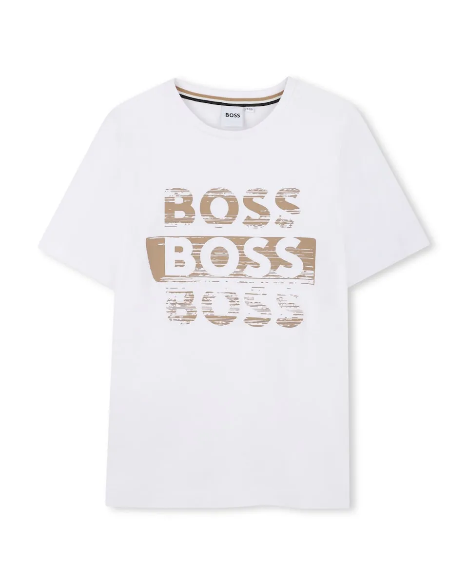 

Детская хлопковая футболка Boss Kidswear, белый