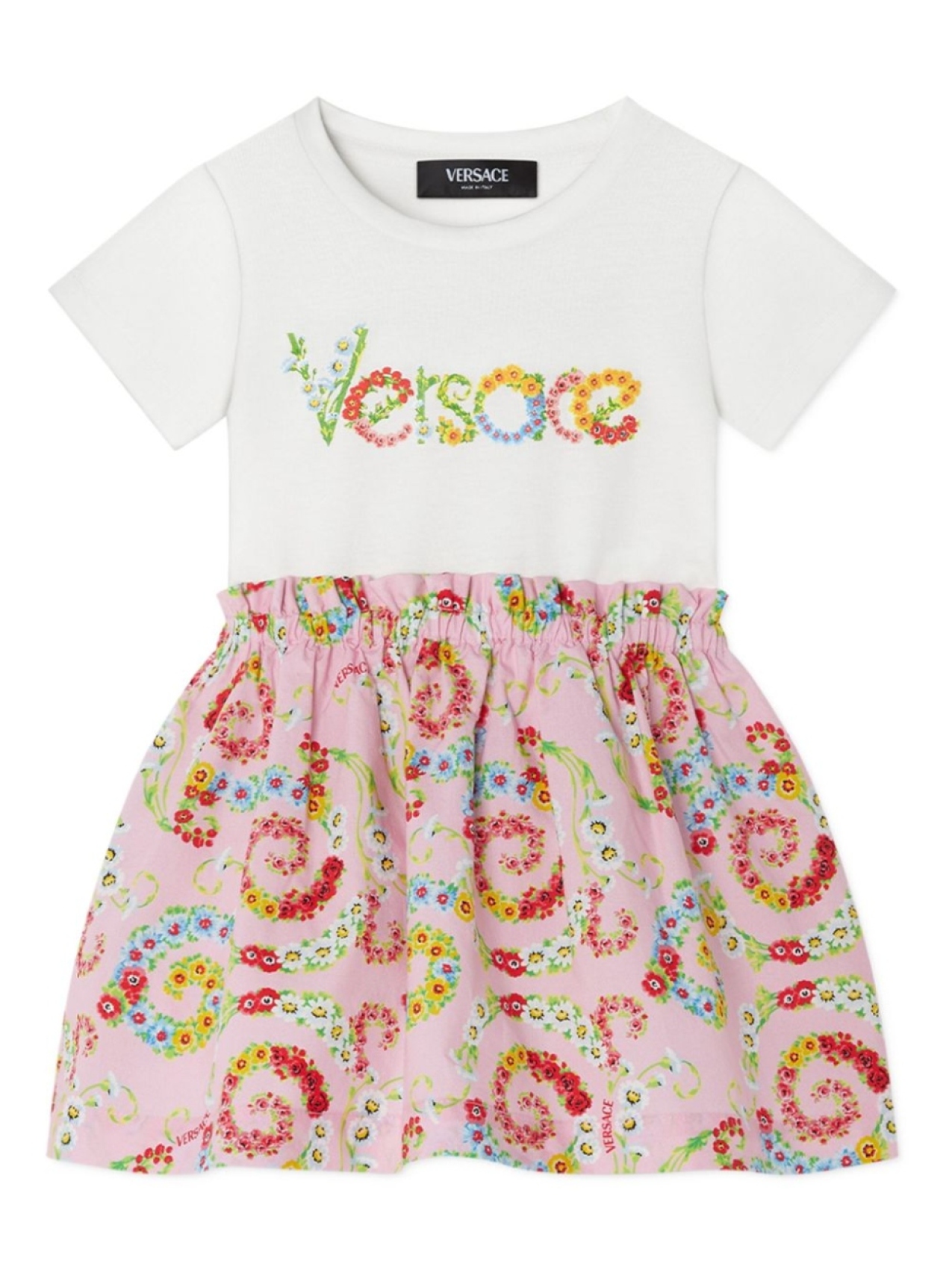 

Платье-футболка Floral Swirl Versace Kids, белый