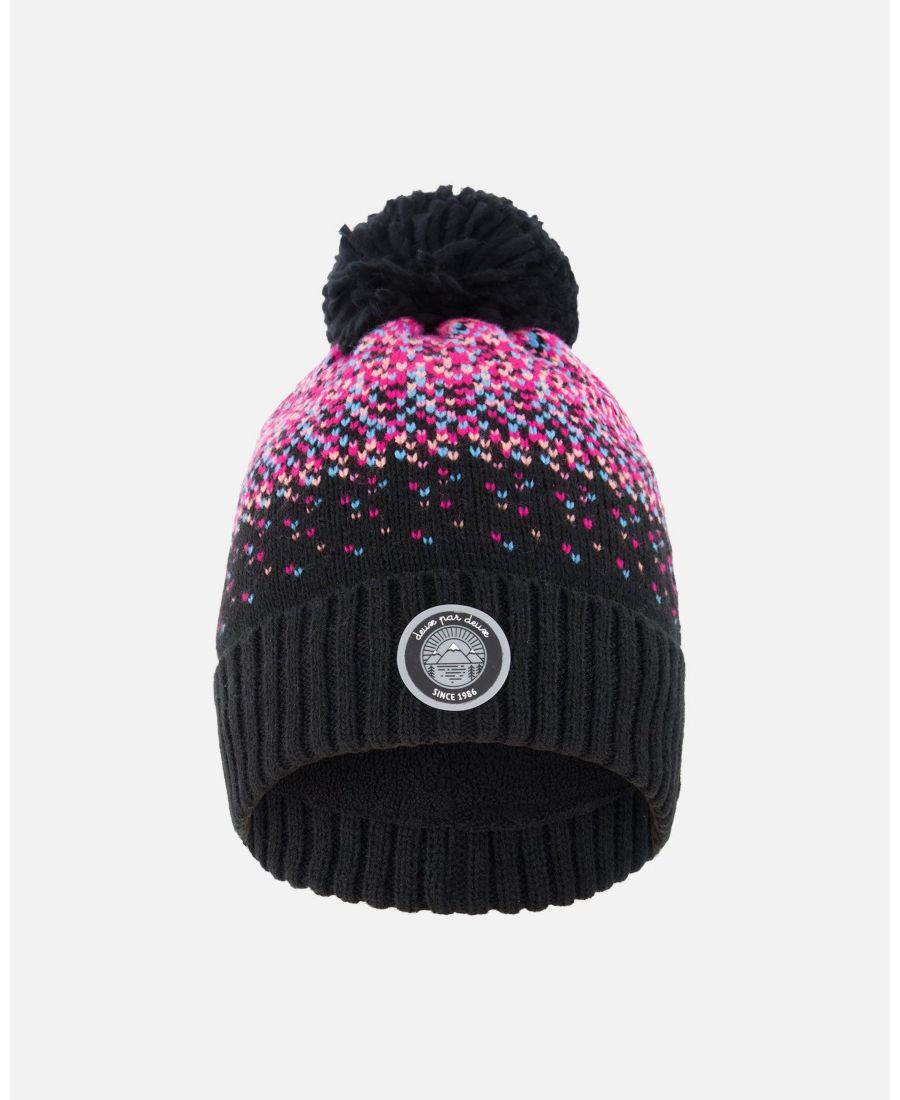 

Вязаная шапочка с помпоном для девочки, черная и розовая - для малышей/детей Deux par Deux, Black and pink