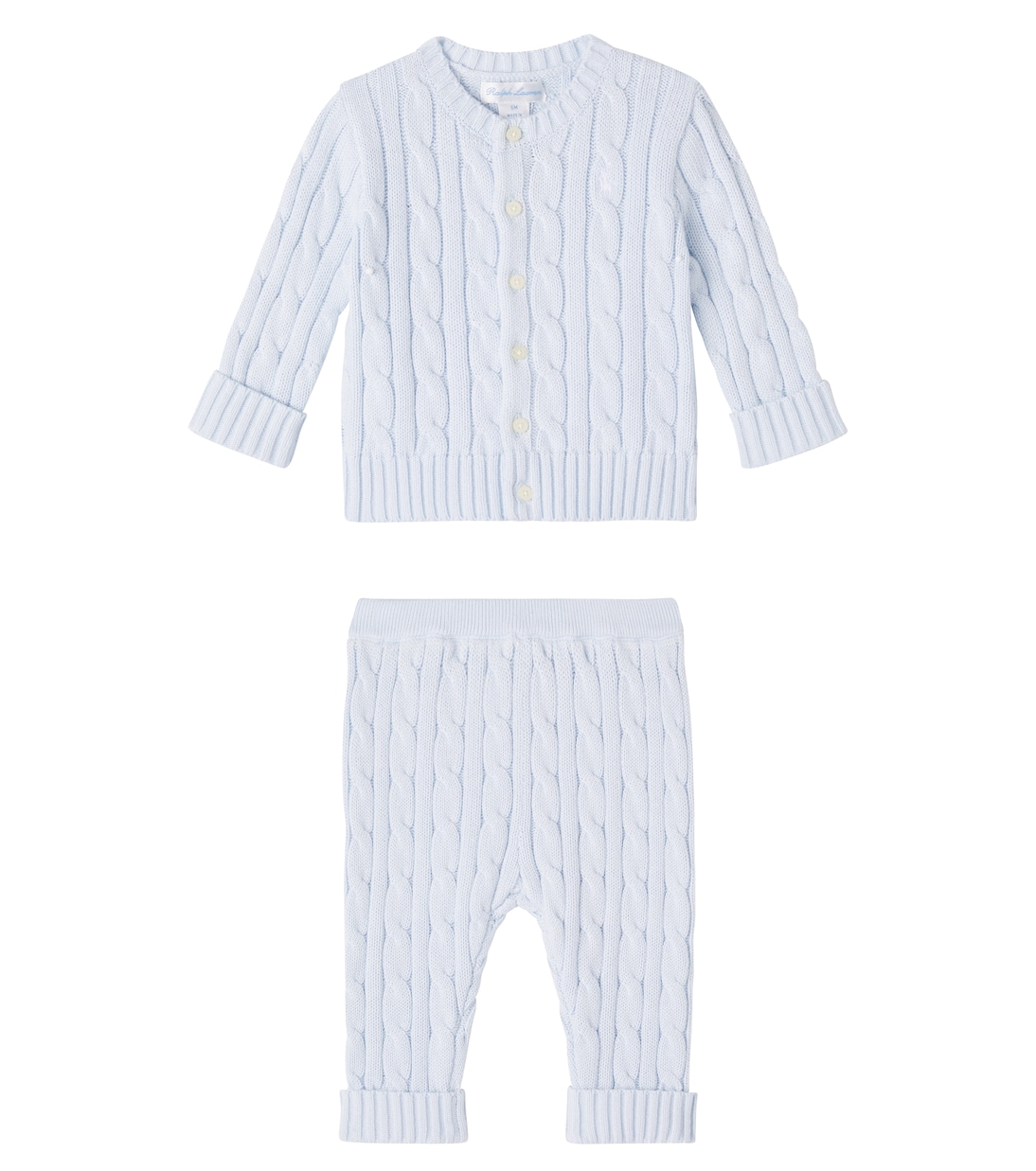 

Вязаный кардиган и брюки из хлопка Polo Ralph Lauren Kids, Pearl Blue