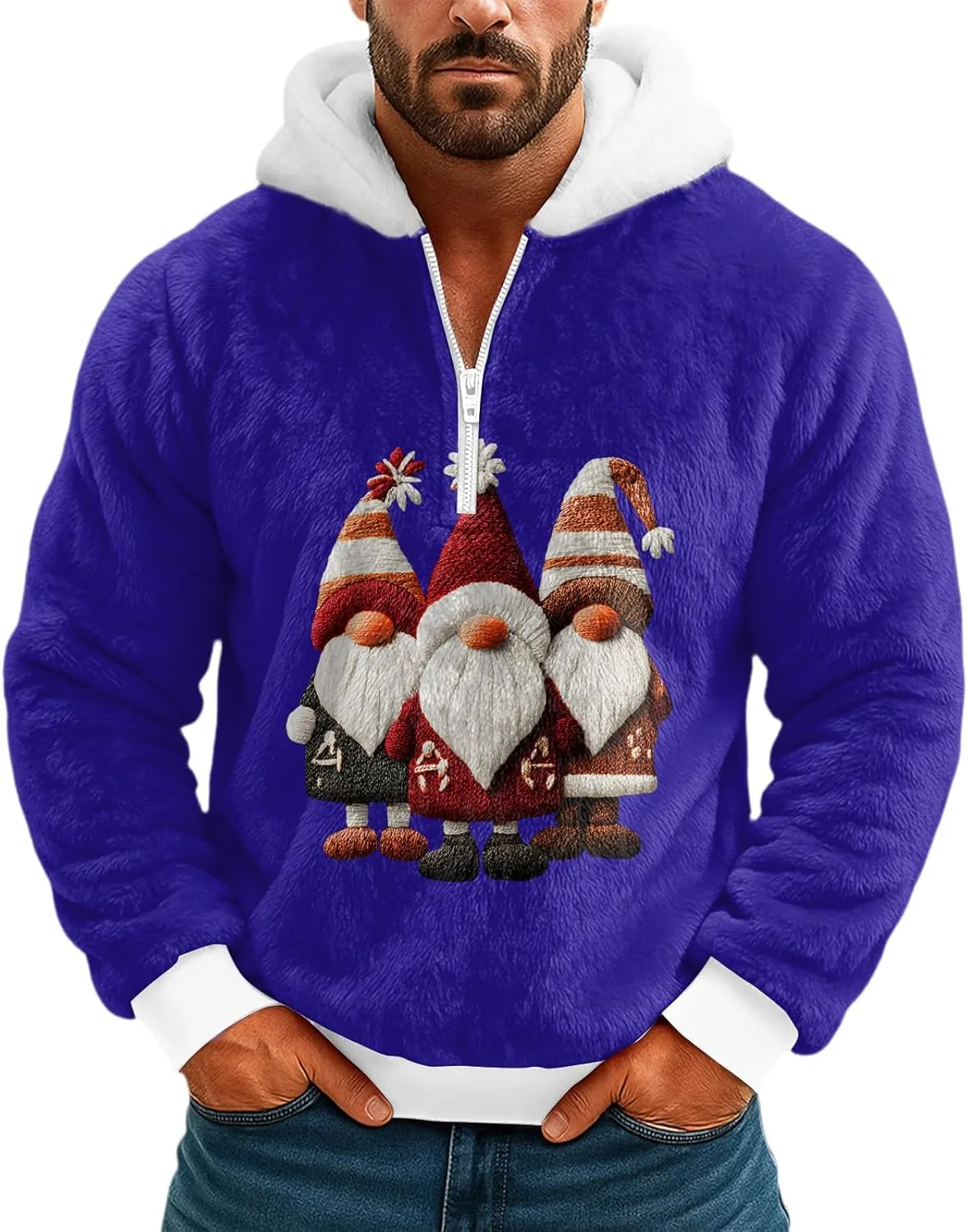 

Мужская рождественская толстовка с принтом, длинный рукав, на молнии FQZWONG