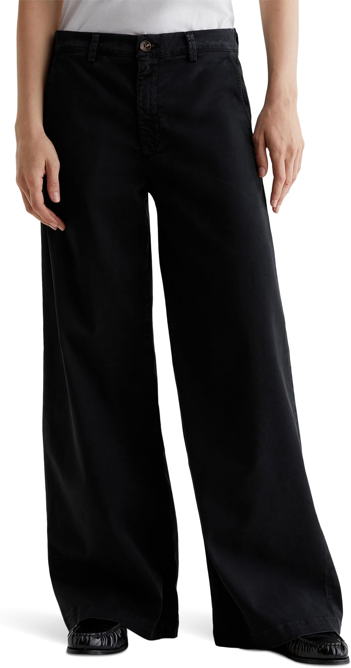 

Брюки AG Jeans Caden Mid Rise Wide Leg Pants in Sulfur Black, цвет Sulfur Black