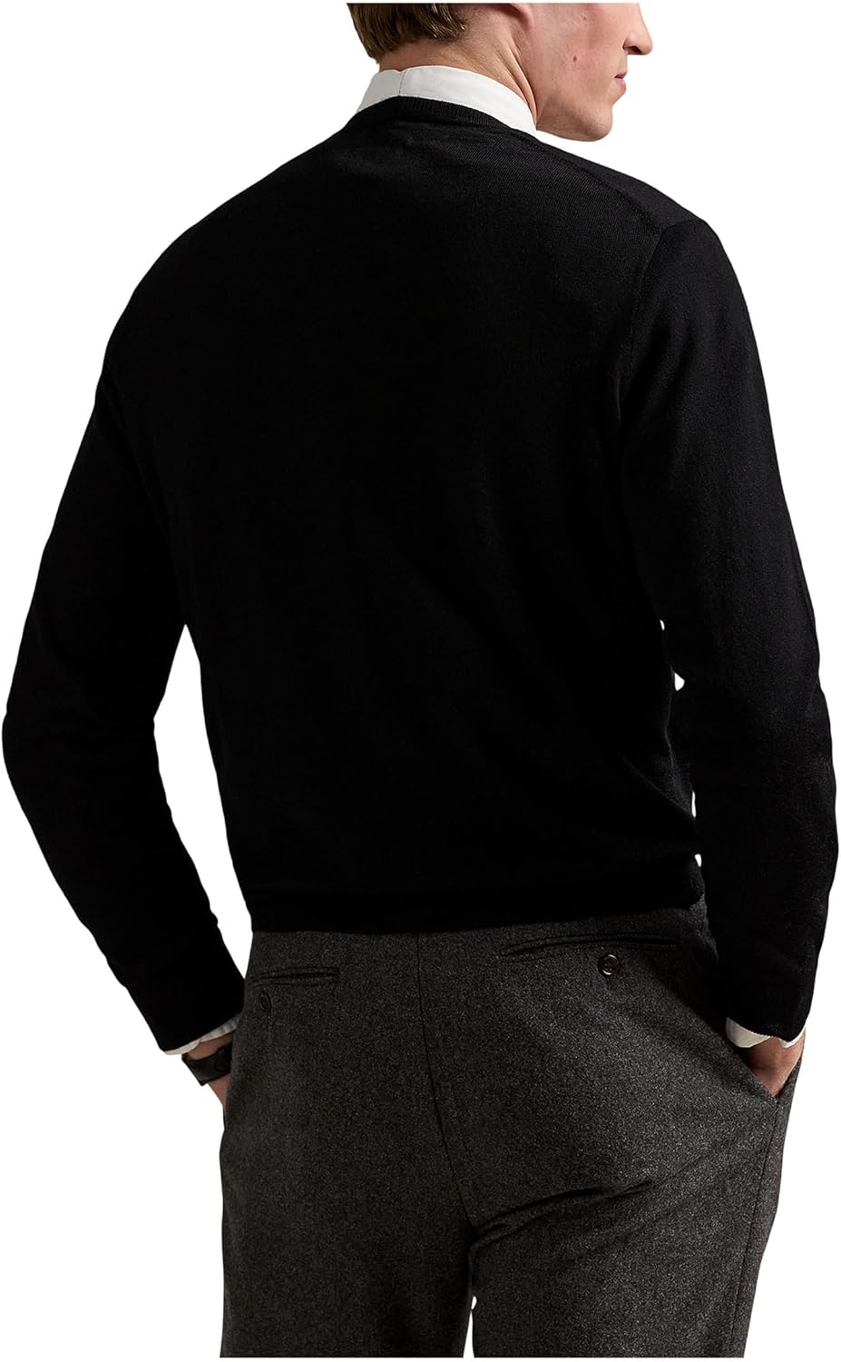 Polo Ralph Lauren мужской стираемый шерстяной свитер с V-образным вырезом, Polo Black 1 — фото 2