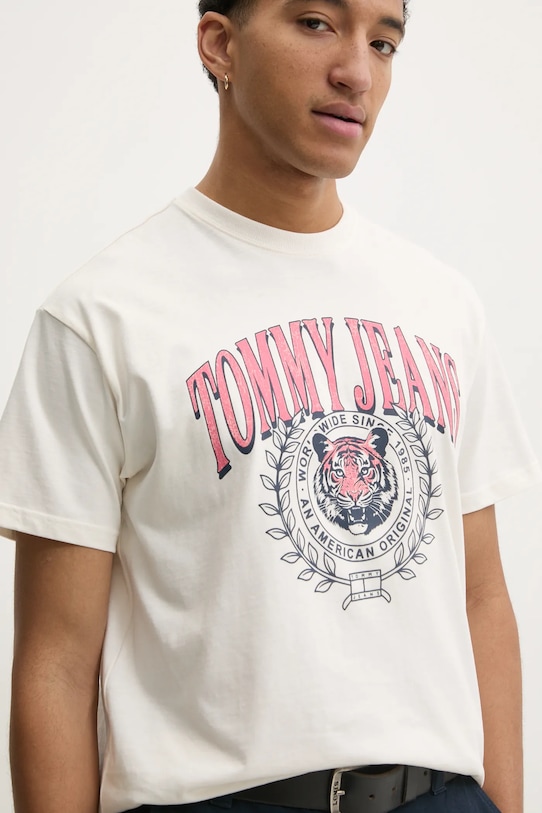 

Хлопковая футболка Tommy Jeans, бежевый