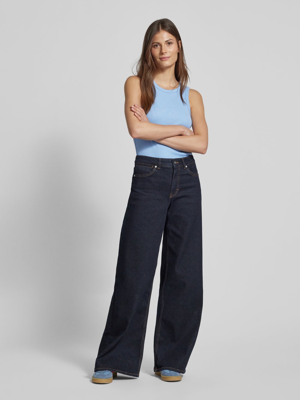 

Майка прямого кроя с содержанием хлопка Tom Tailor Denim, светло-голубой