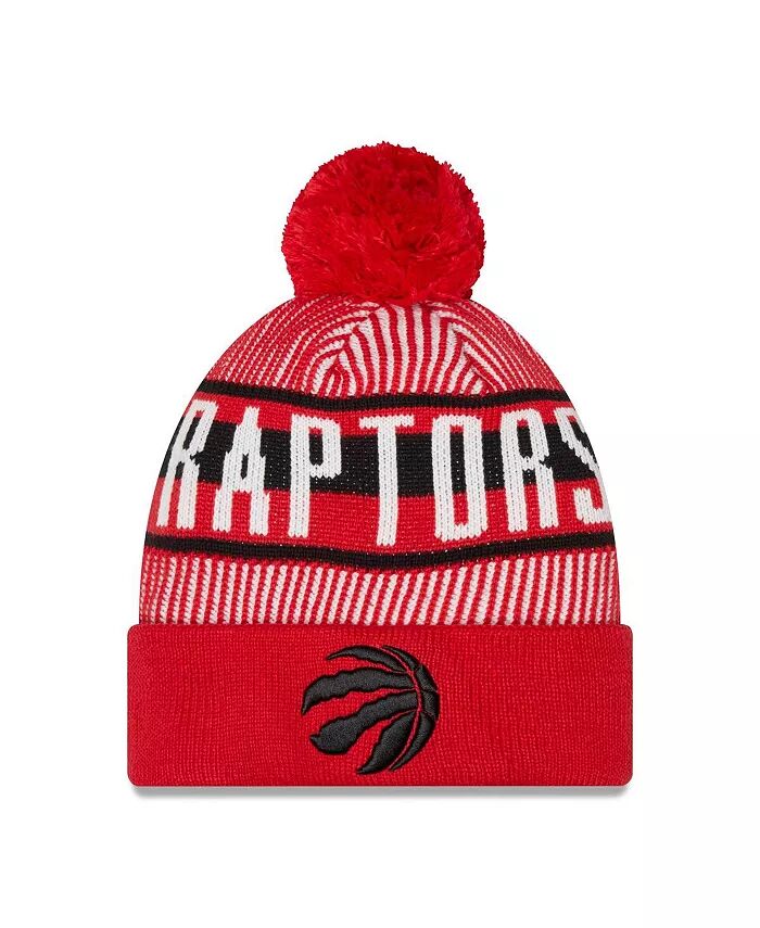 

Мужская красная полосатая шапка Toronto Raptors с помпоном New Era