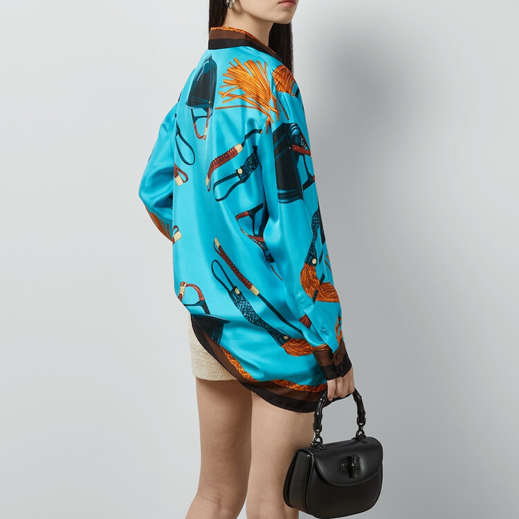 Рубашка женская Gucci, с уникальным принтом, мультиколор — фото 3