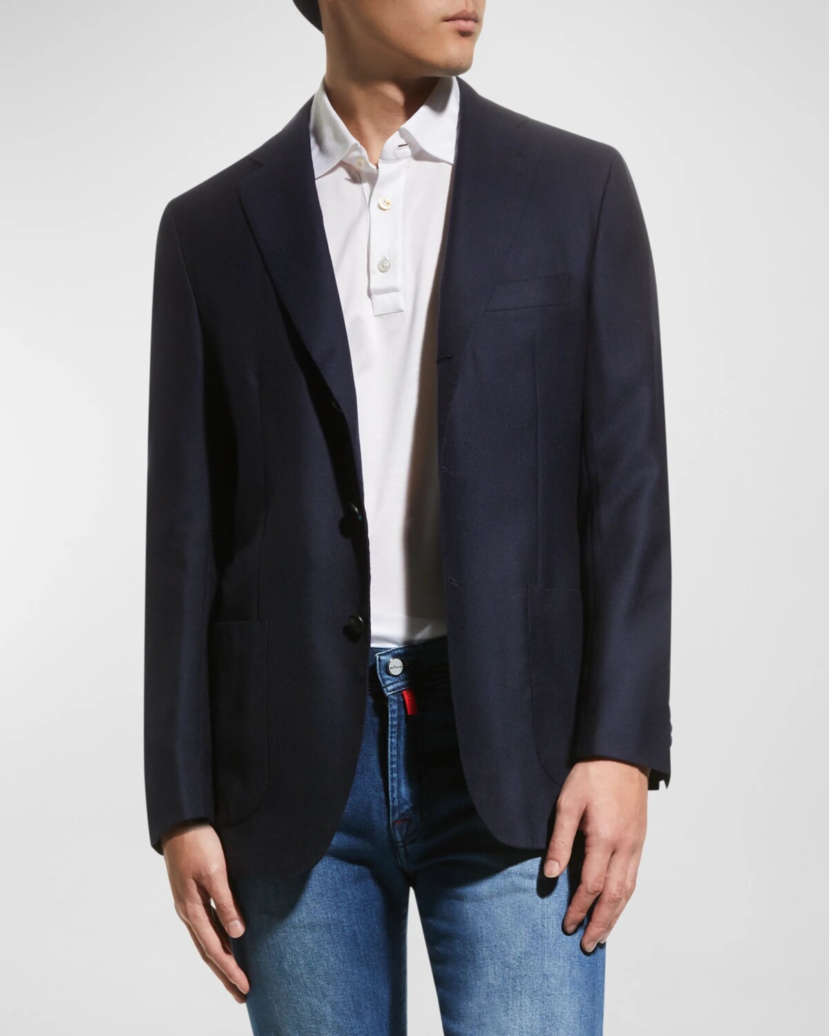 

Мужской однотонный кашемировый пиджак Kiton, цвет Blu