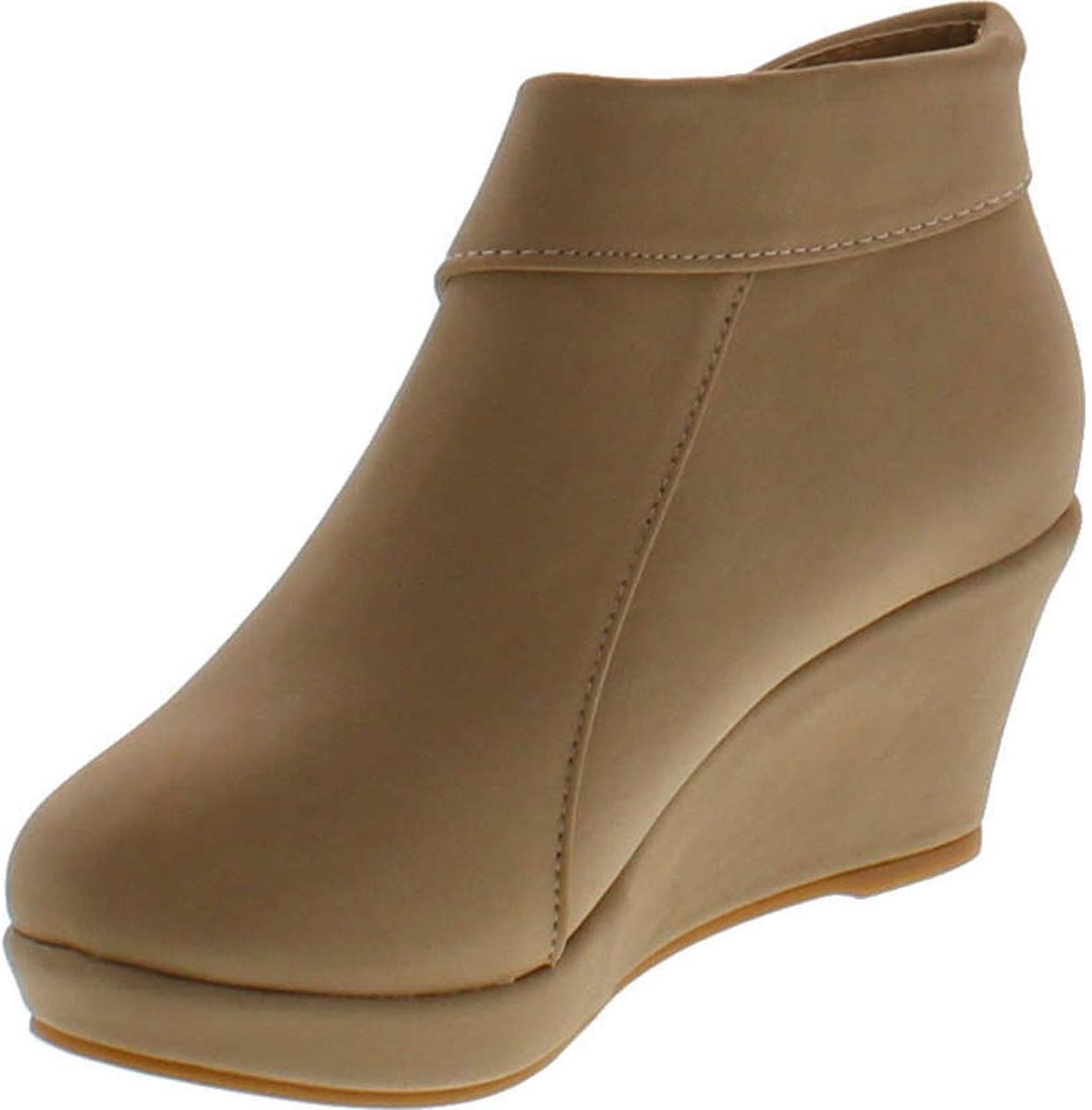 Lucky Top BESTON Stella-6K ботильоны на платформе с клиновидным каблуком и отворотом, Taupe — фото 2