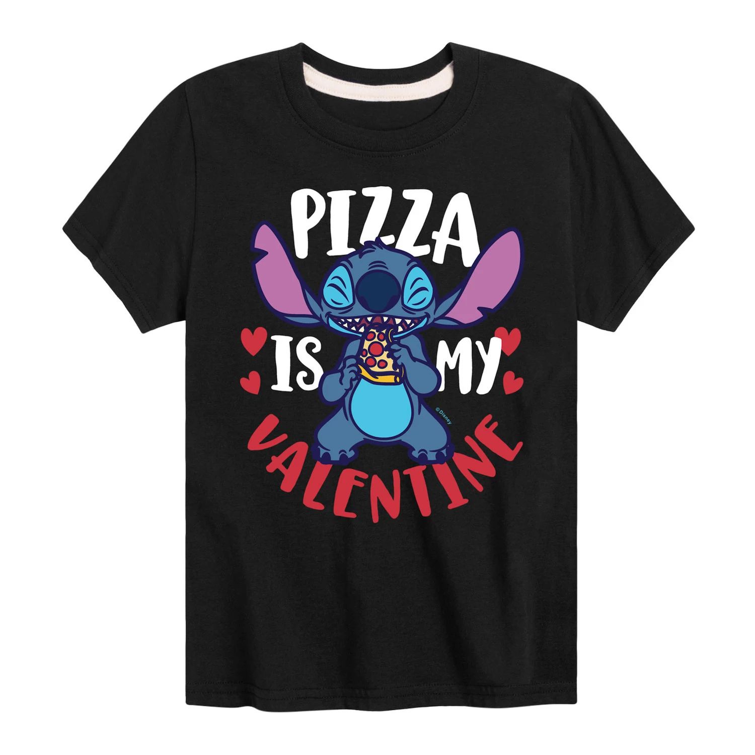 

Футболка Disney's Lilo & Stitch с рисунком Pizza Valentine для мальчиков 8–20 лет Licensed Character, черный