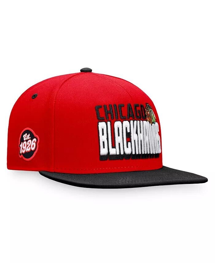

Мужская красно-черная двухцветная шляпа Snapback в стиле ретро Chicago Blackhawks Heritage Fanatics