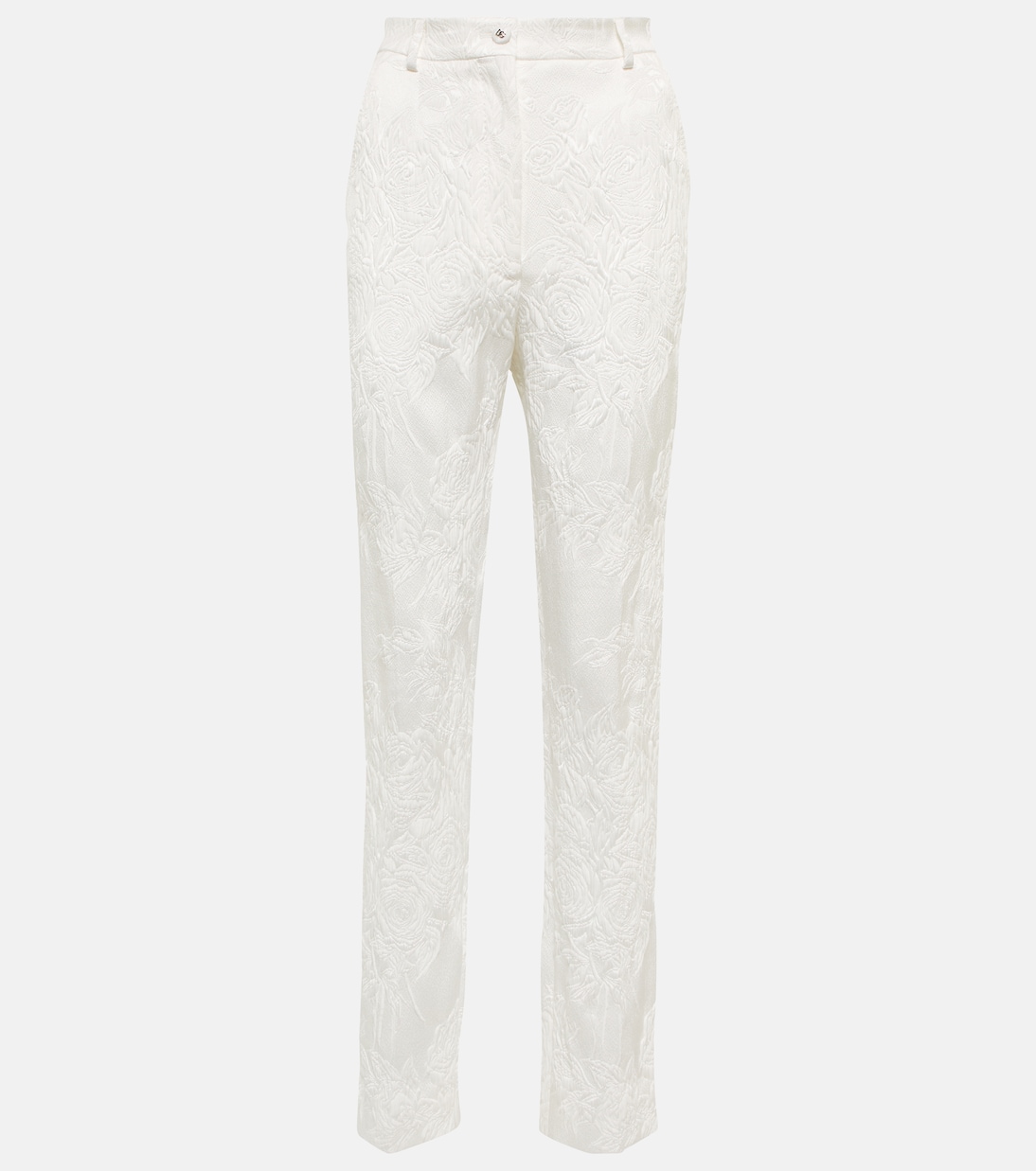 

Брюки с высокой талией и цветочным принтом Dolce&Gabbana, Bianco