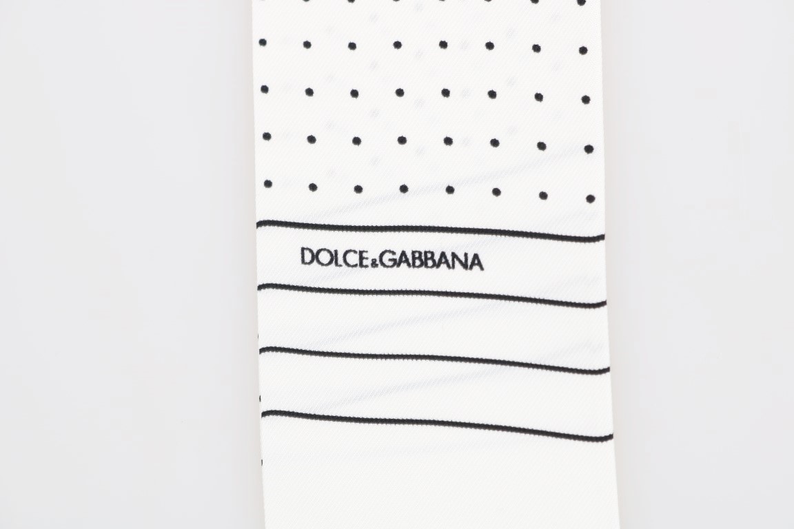 Элегантный шелковый мужской шарф-накидка в горошек Dolce & Gabbana, черно-белый — фото 4