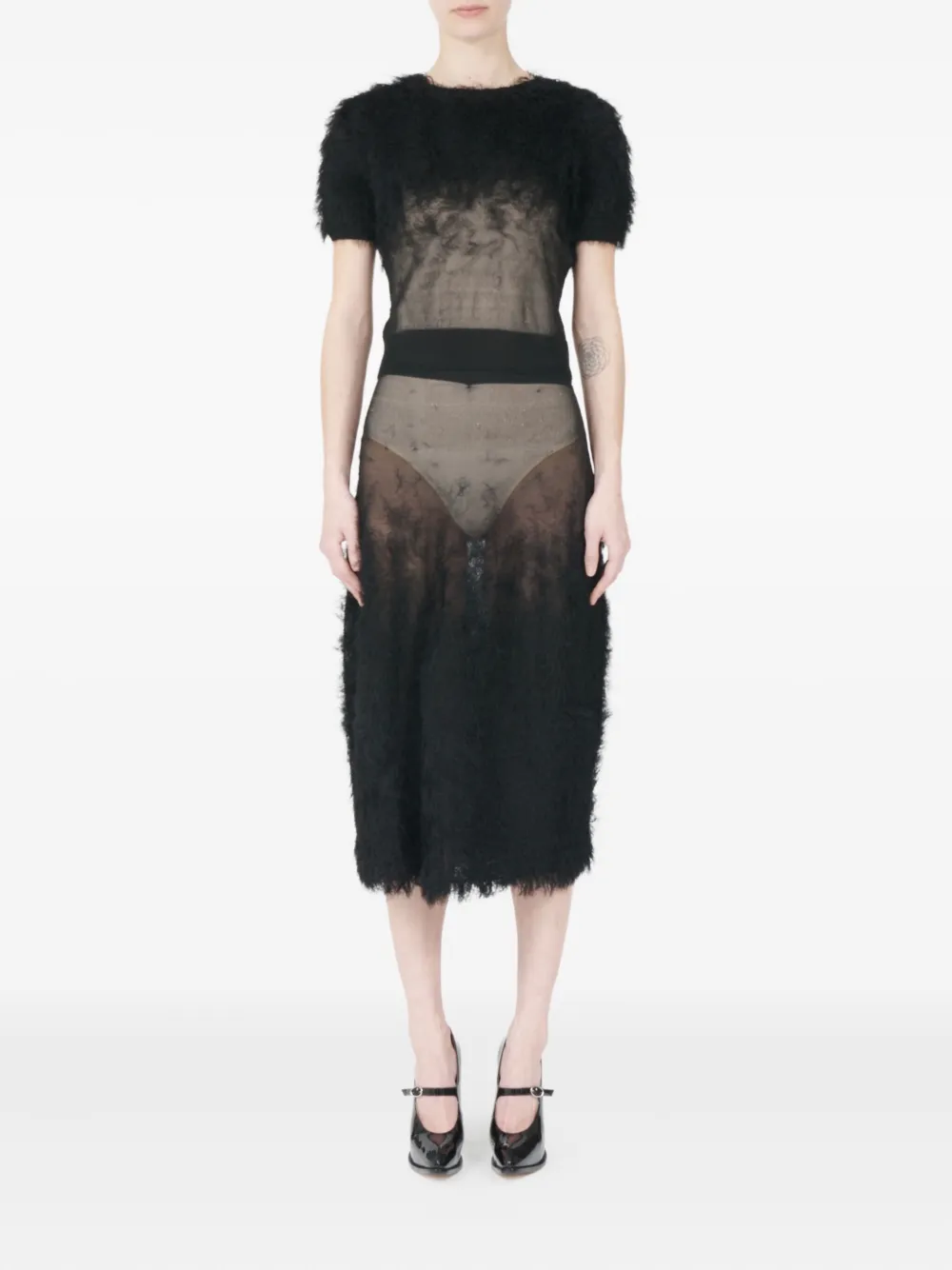 Пушистая блузка с короткими рукавами MAISON MARGIELA, черный — фото 2