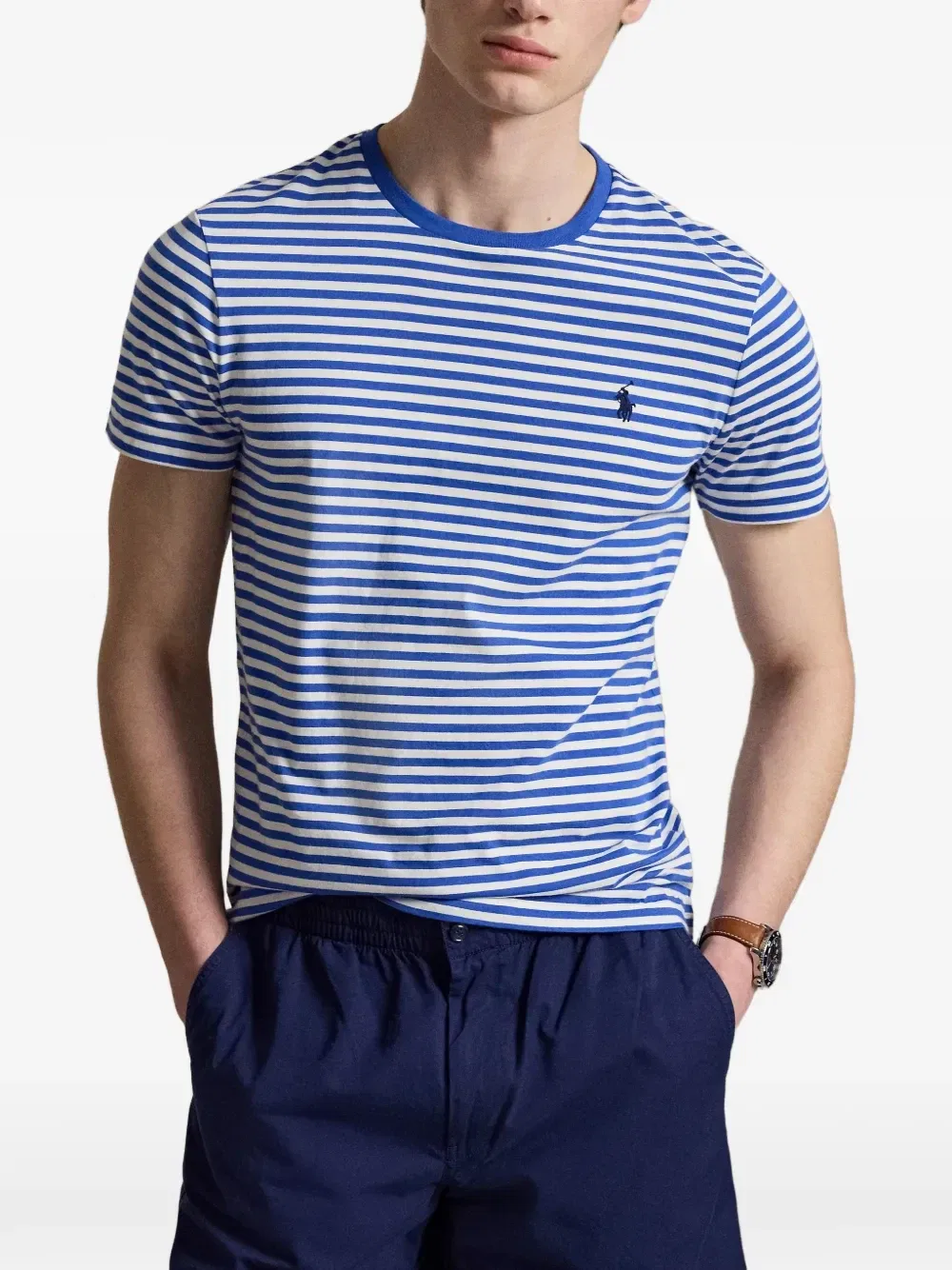 Полосатая футболка из джерси POLO RALPH LAUREN, синий — фото 3