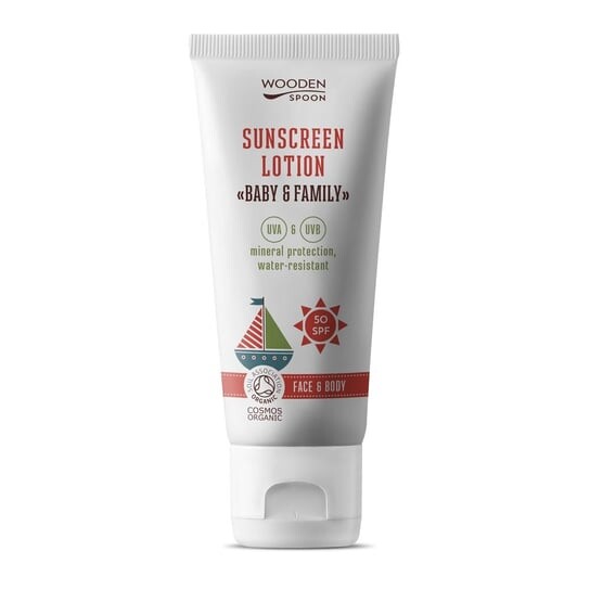 

Солнцезащитный лосьон для детей и всей семьи SPF50, 100 мл Wooden Spoon, Baby & Family Sun