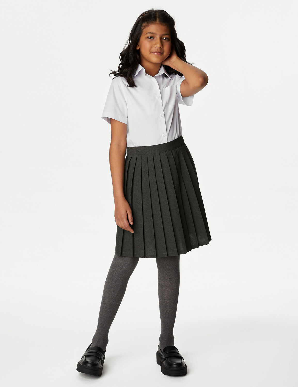 

Легкая школьная юбка без застежки для девочек (2–16 лет) Marks & Spencer, серый