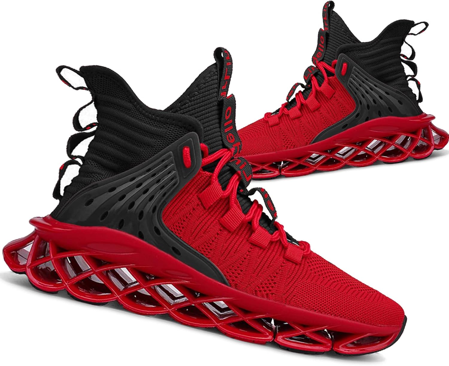 

Мужские кроссовки для бега Hello MrLin с противоскользящей подошвой, для тенниса и ходьбы, блейдовый тип, стиль хип-хоп, черный/красный