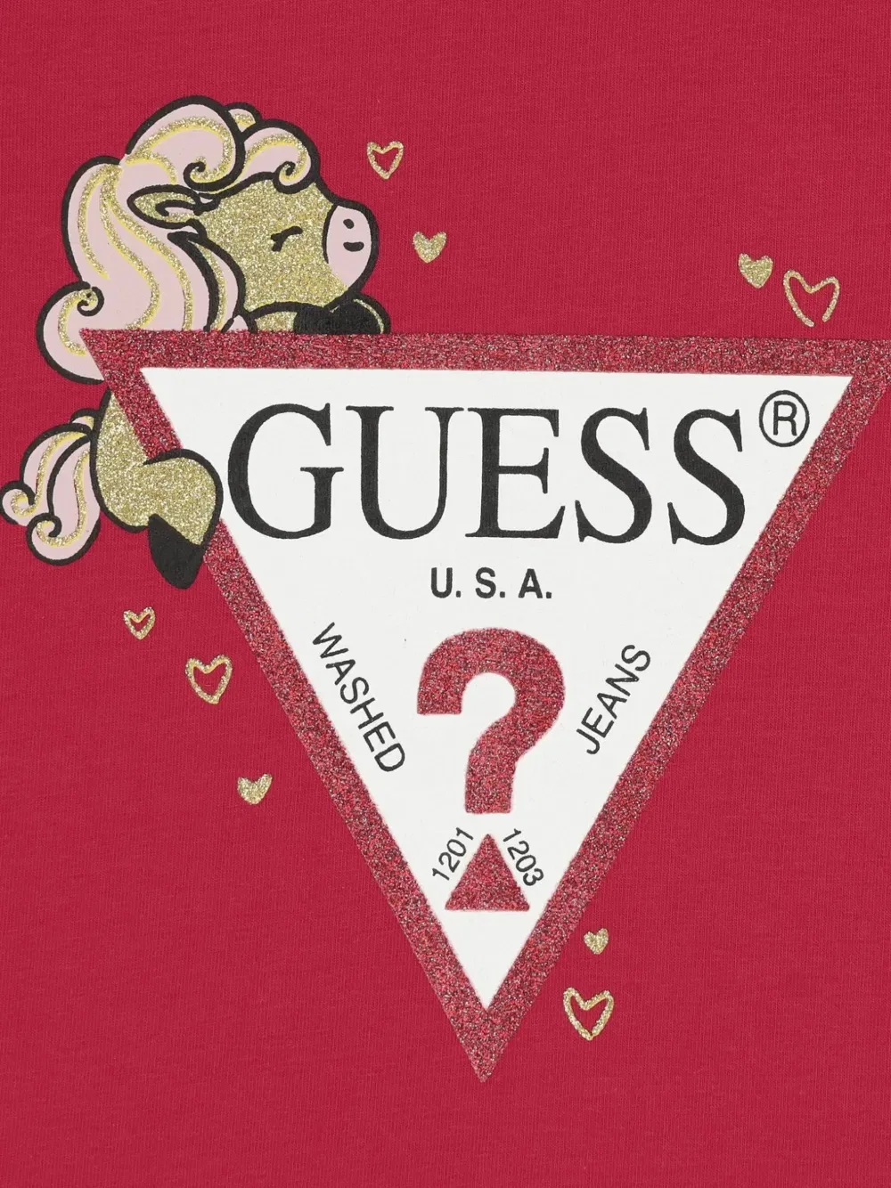 Футболка с круглым вырезом и графическим принтом Guess Kids, красный — фото 3