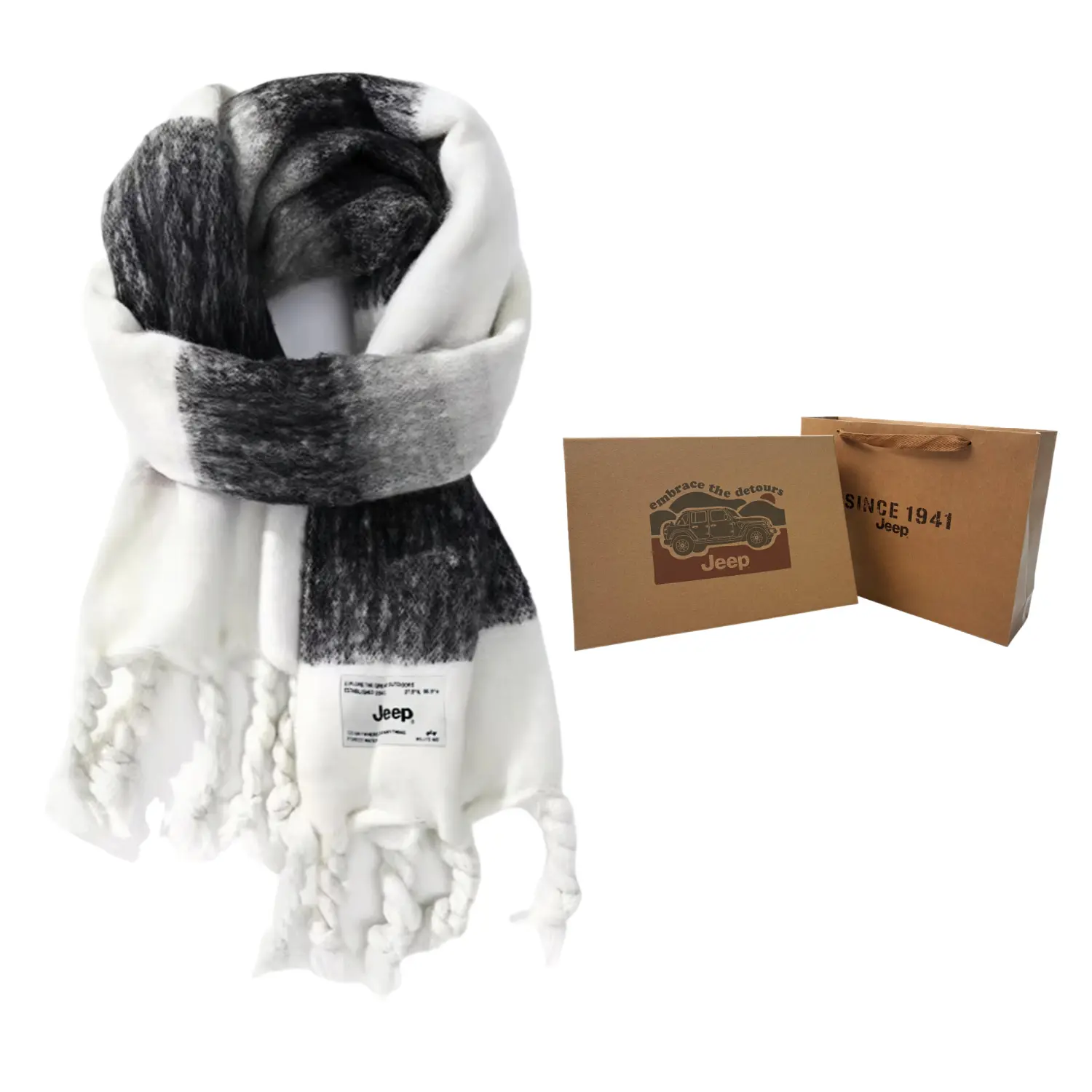 

Jeep Вязаный шарф унисекс, Black White Jeep Gift Box Set