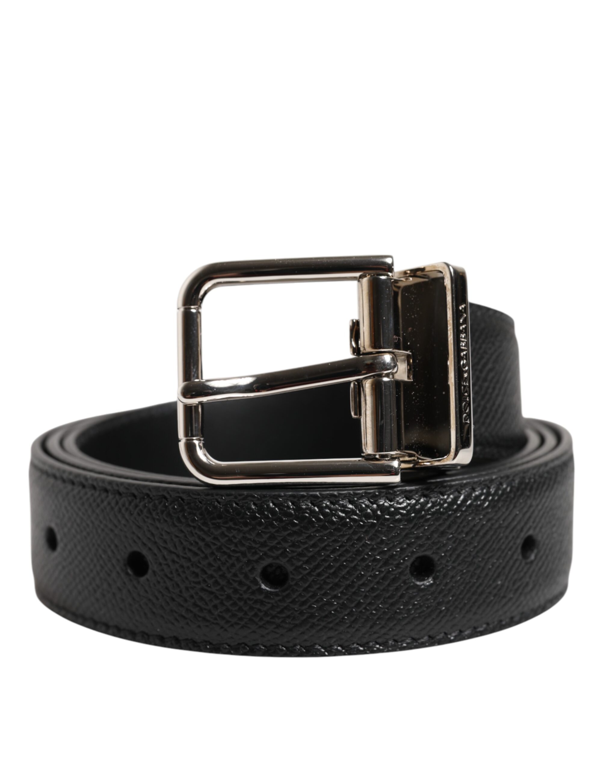 

Черный ремень из телячьей кожи с серебристой металлической пряжкой Dolce & Gabbana, Black