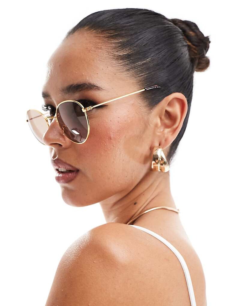 

ASOS DESIGN – Круглые металлические солнцезащитные очки золотого цвета