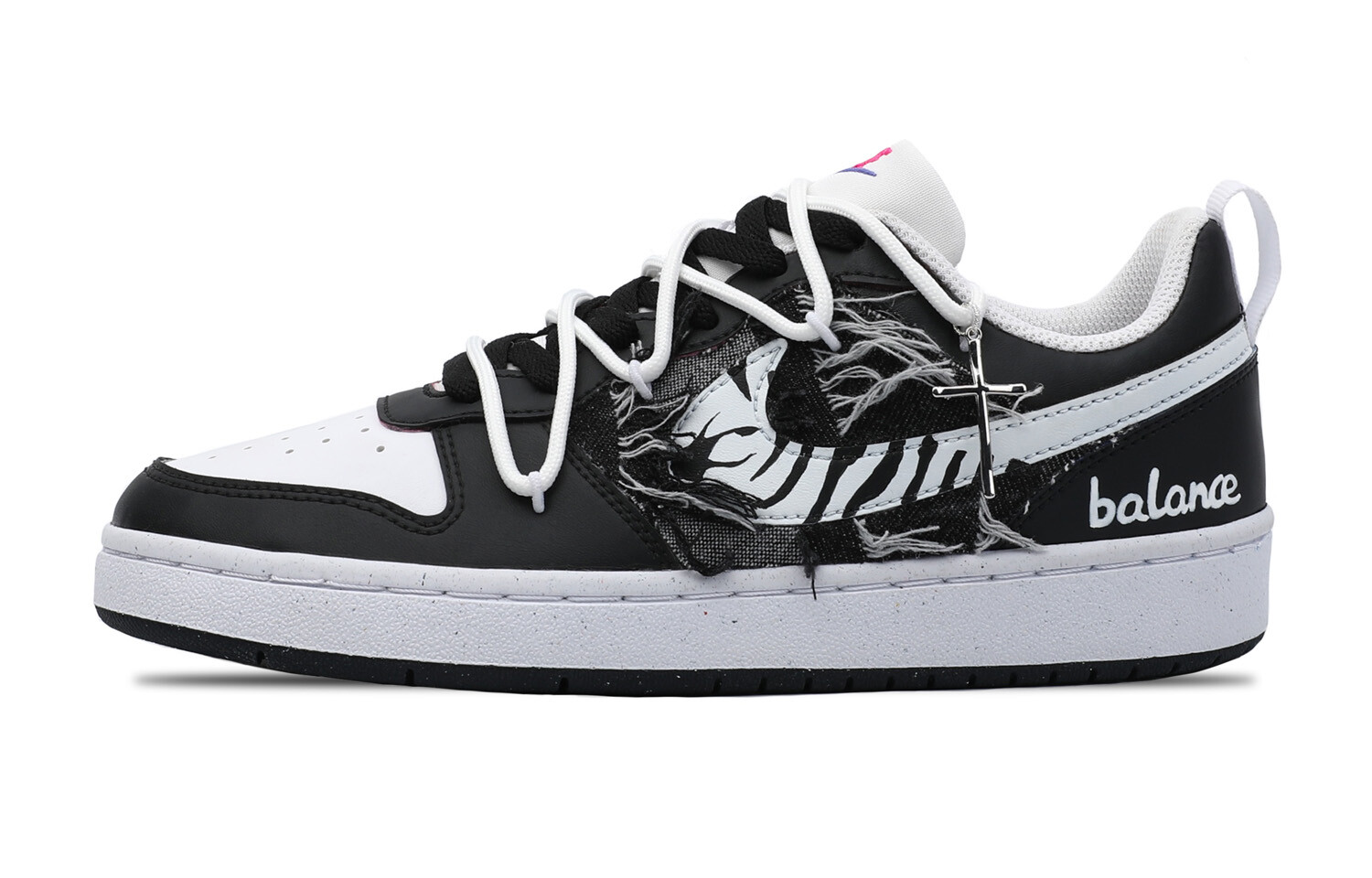 

Кроссовки Nike Court Borough Skateboard Shoes Women's Low-Top Black White, Черный, Кроссовки Nike Court Borough Skateboard Shoes Women's Low-Top Black White