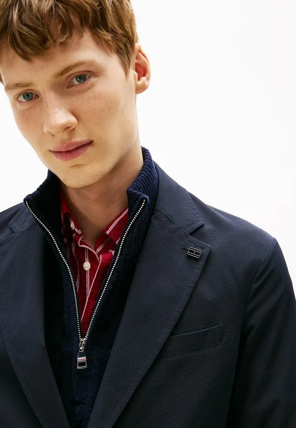 Высококачественный, компактный, водоотталкивающий пиджак из жатой ткани Tommy Hilfiger, Navy Blue — фото 4