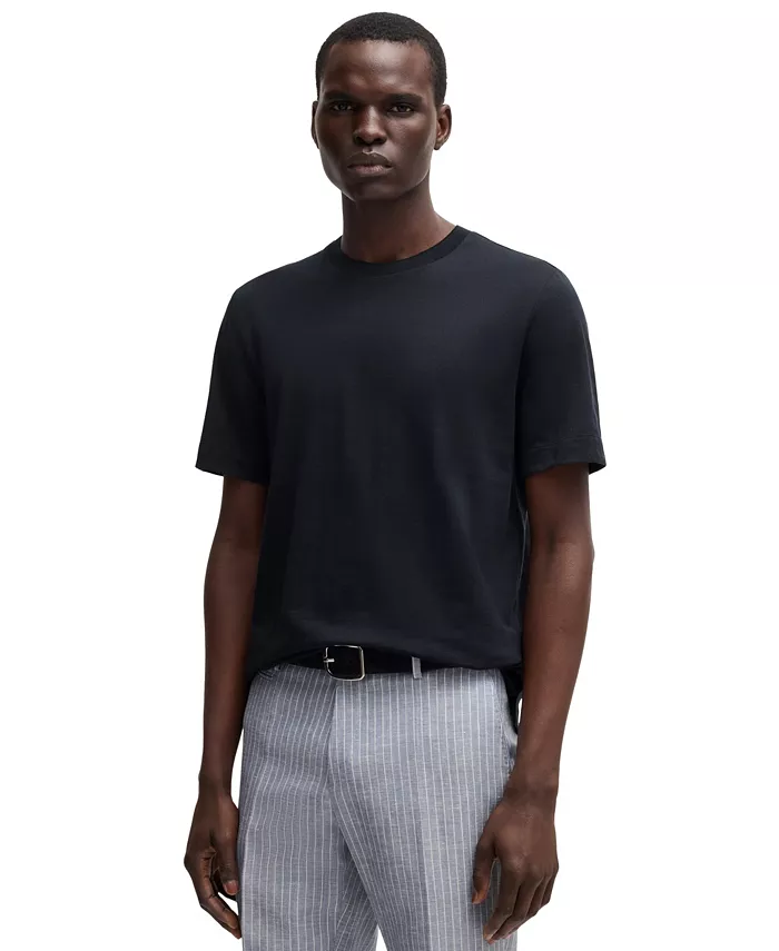 

Мужская футболка Regular-Fit из хлопка и шелка Hugo Boss, синий