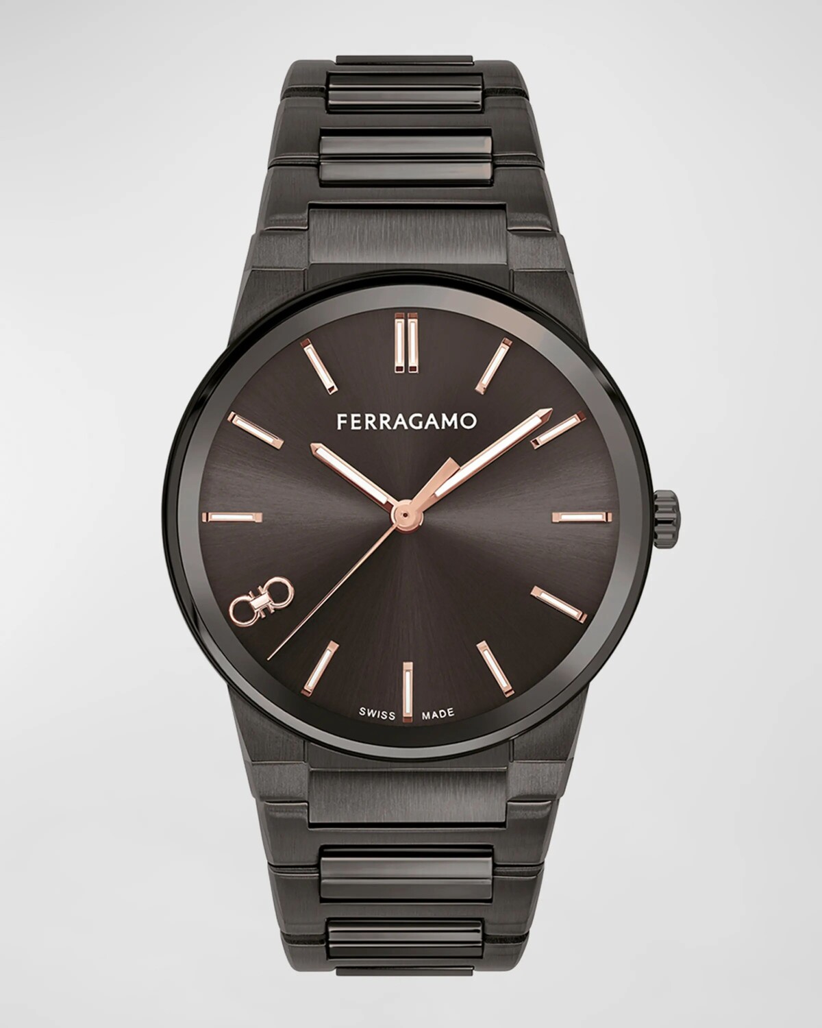 

Мужские часы-браслет Infinity с сапфировым стеклом и бронзой, 41 мм Ferragamo, цвет Gunmetal