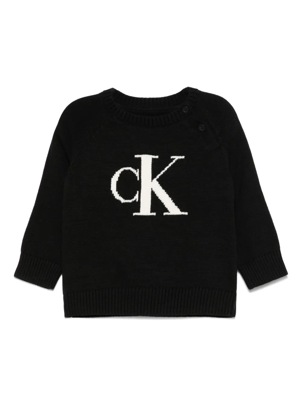 

Свитер с жаккардовой монограммой Calvin Klein Kids, черный