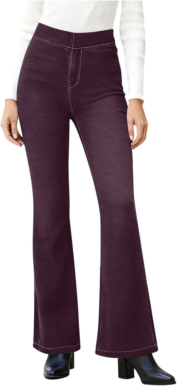 

Женские джинсы-клеш с высокой талией и карманами