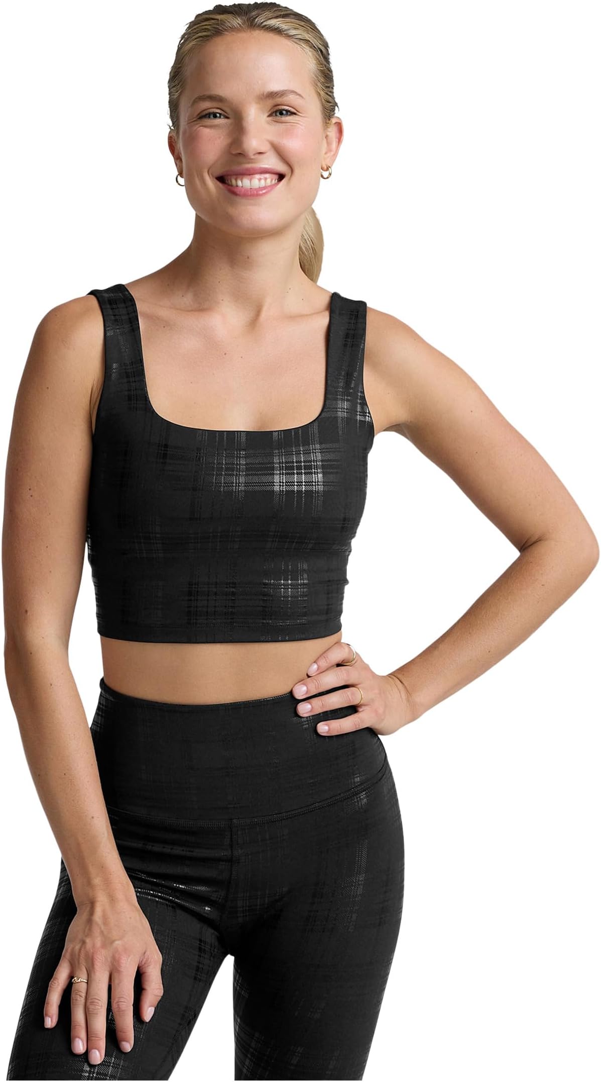 

Женская майка Beyond The Studio с высоким кропом Beyond Yoga, Plaid Foil Black