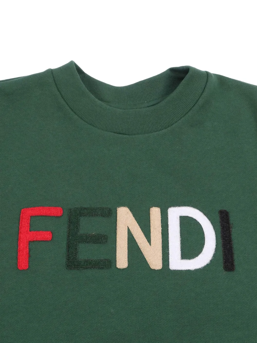 Свитшот с вышитым логотипом FENDI KIDS, зеленый — фото 3