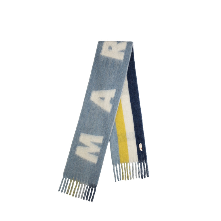 

Шарф logo and stripe mohair scarf Marni, синий