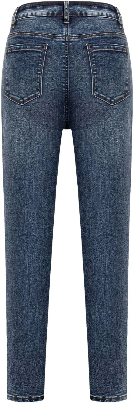 Женские джинсы High Waist Skinny с потертостями, растягивающиеся — фото 2