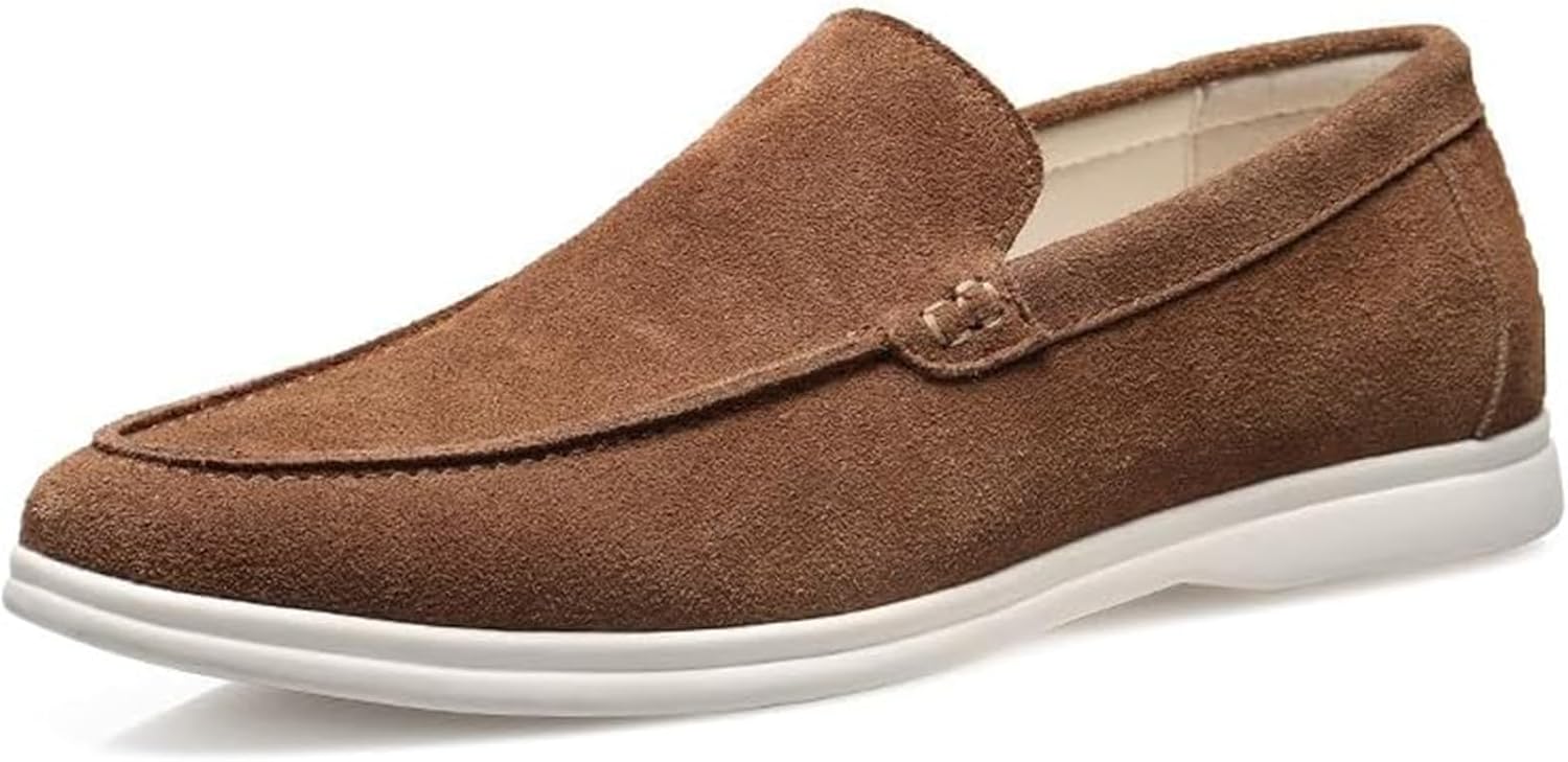 

Мужские замшевые лоферы слипоны повседневные мягкие удобные плоские туфли и работы Xinduoyu, коричневый