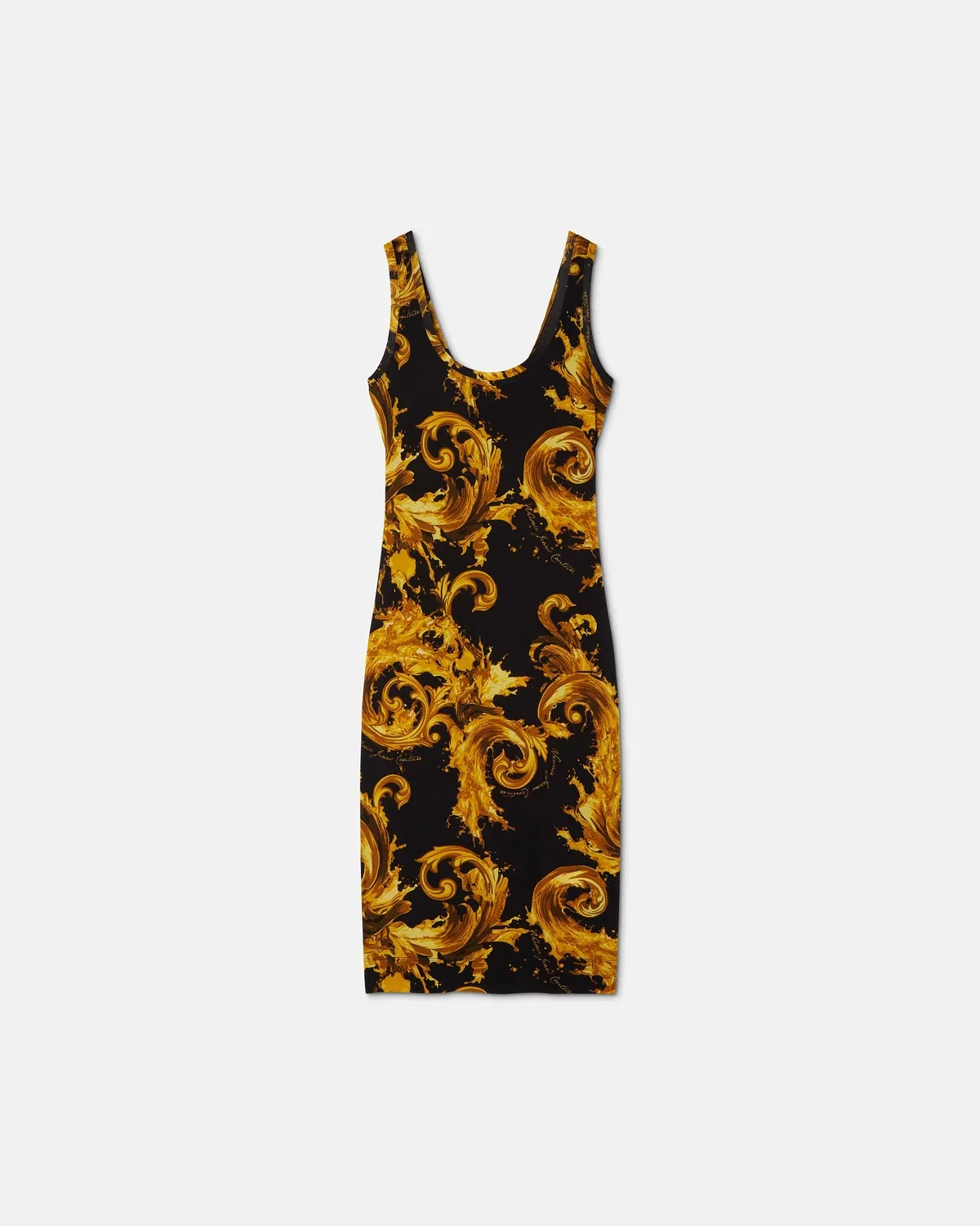 Хлопковое миди-платье с принтом VERSACE, черный