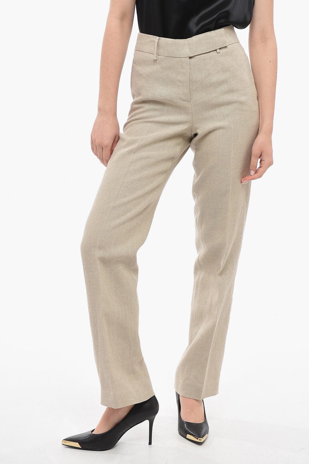 

Широкие брюки Michael Kors Hopsack из хлопка, бежевый
