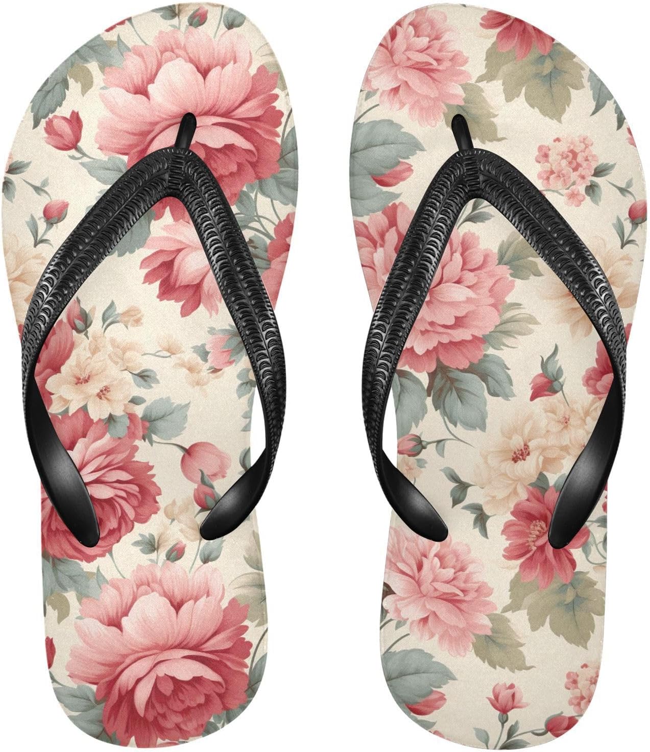 

Винтажные красные пионовые шлепанцы для пляжа, душа, резиновые шлепанцы с противоскользящей подошвой, летние тапочки, обувь для женщин и мужчин для прогулок Sinestour