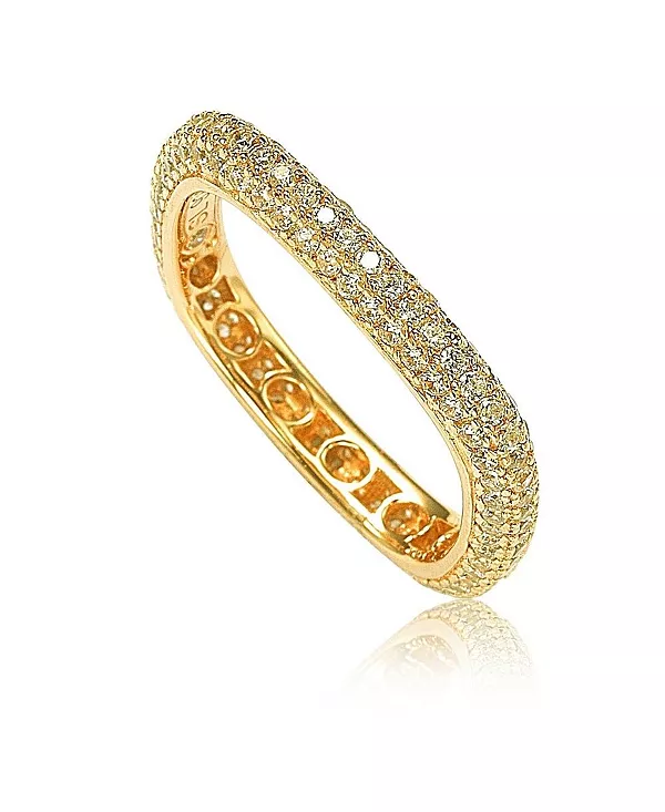 

Тонкое современное кольцо-лента с квадратным паве из стерлингового серебра Suzy Levian Suzy Levian New York, gold