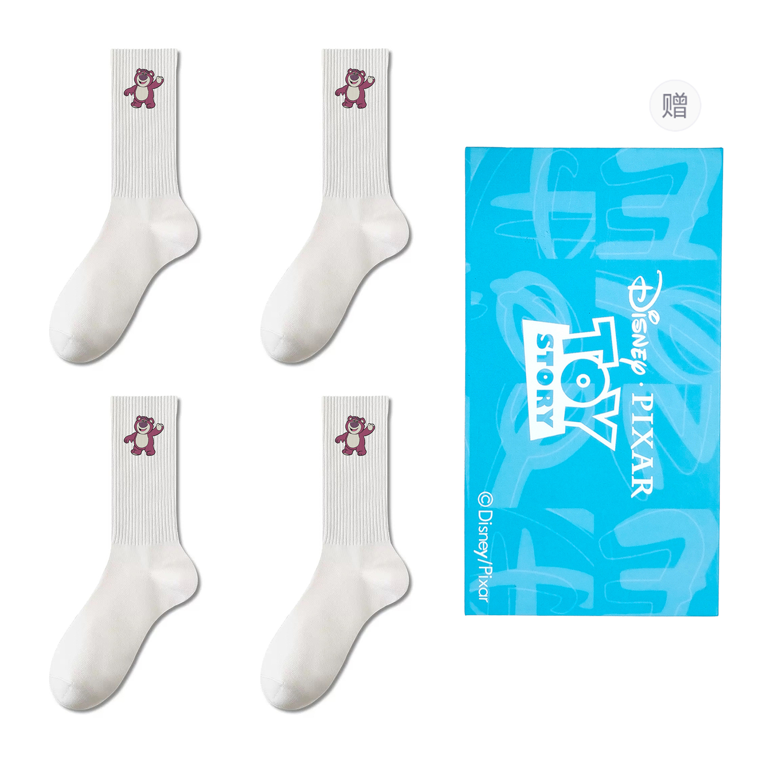 

Коллекция Strawberry Bear унисекс носки Crew 4 пары в подарочной сумке Disney, белый