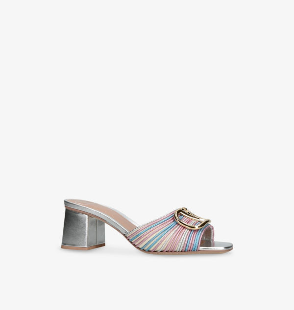 Фирменные кожаные мюли Vlogo с металлическим каблуком и вязанным крючком Valentino Garavani, золотой — фото 3
