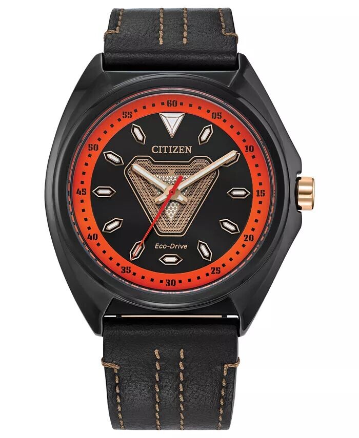 

Мужские часы Eco-Drive Marvel Tony Stark с черным кожаным ремешком, 43 мм Citizen
