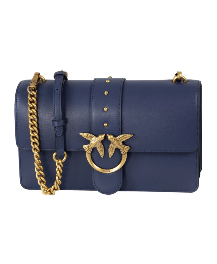 

Кожаная сумка через плечо с хлопковой подкладкой Pinko, синий