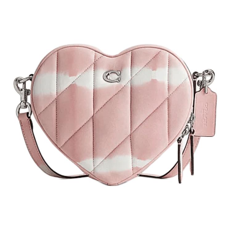 

COACH Сердечко из овчины Сумка в форме сердца Наплечная сумка Кроссбоди Маленькая женская смешанного розового цвета