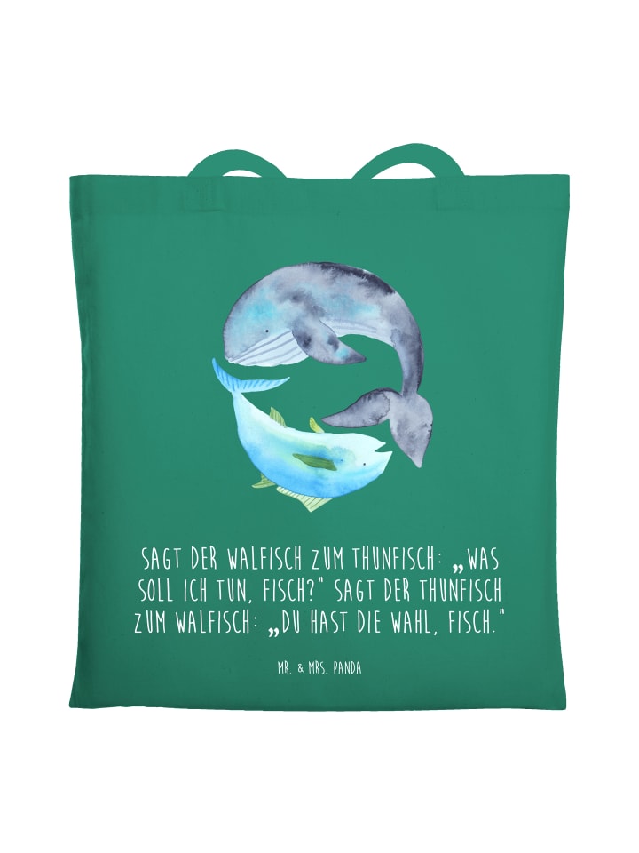 

Mr. & Mrs. Panda Сумка для покупок с изображением кита и тунца и надписью мятного цвета